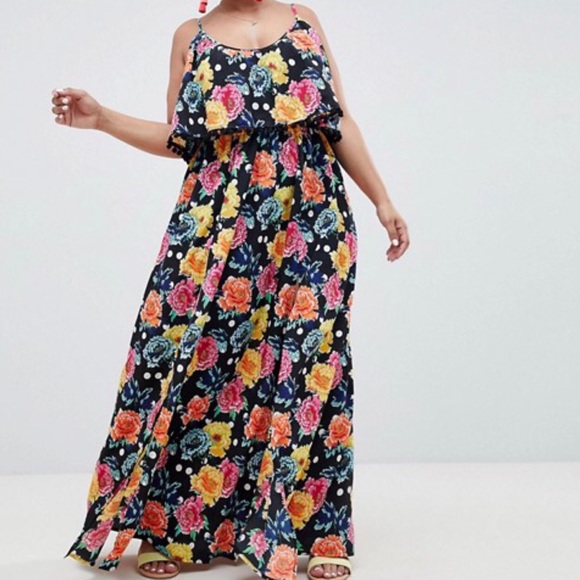 asos edition maternity embroidered floral maxi dress in dobby spot